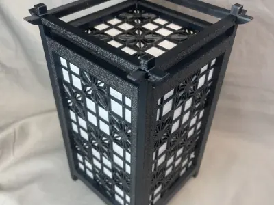 Kumiko Japanese Shoji Lantern - Kaku Asa-no-ha 3D print model