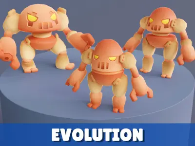 Cartoon Robots Pack 02 Low-poly 3D model