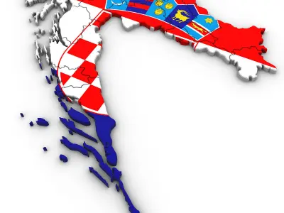 3d Political Map of Croatia 3D model