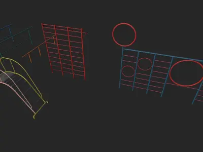 Old Playground Props Set Low-poly 3D model get