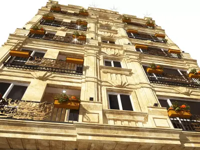 3d model of a stone facade apartment with full details 3D model