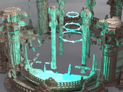 Corinth Pillar city plaza with oracle rings 3D model