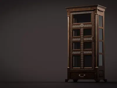 wooden Cabinet furniture Low-poly 3D model