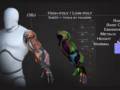 20 ARMS 3D Models Pack with Textures for ALL Softwares 3D model