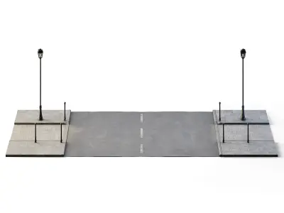 Street Path Set 6m x 14m Low-poly 3D model