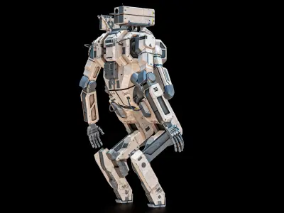 Sci-Fi Combat Mech Exoskeleton Suit - Desert PBR 
