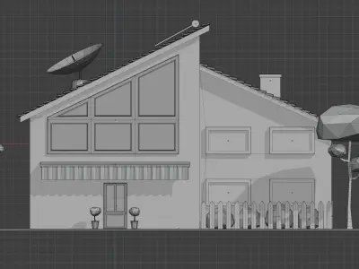 Cartoon house Low-poly 3D model