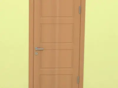 Door-5 wooden door on wall 3D model