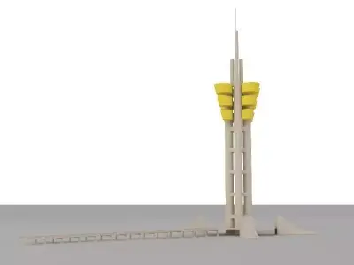 Intersection tall tower Low-poly 3D model