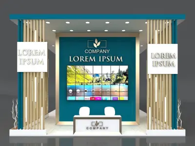 Exhibition Booth Stand Stall 10x7m Height 500 cm 3 Side Open 3D model