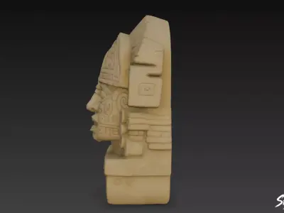 Aztec Stone Head of Quetzalcoatl Low-poly 3D model