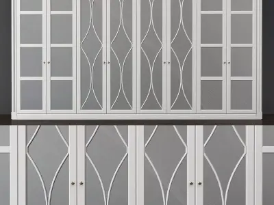 Wardrobe 3d model with glass doors Low-poly 3D model