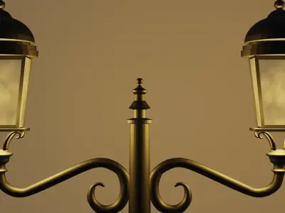  All Lantern in the park with light PBR Game-ready Low-poly 3D model