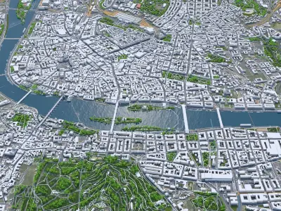Prague Downtown Praha Czechia Low-poly 3D model