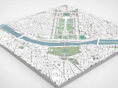 Cityscape Paris France fragment city 3D model