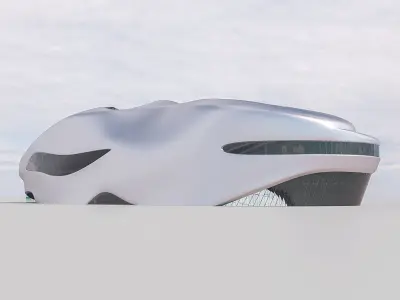 Futuristic building collection 4x 7 3D Model Pack