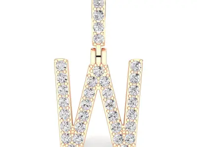 Alphabet W-letter single row pendant 3D print model