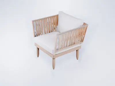 Low Poly Terrace Chair - Stylized Outdoor Furniture Model 3D model