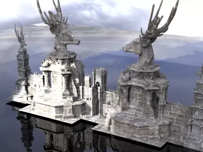 Christmas Reindeer Mansion gate 2 3D model