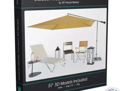 Outdoor Metallic Furniture Accessories Collection 3D model