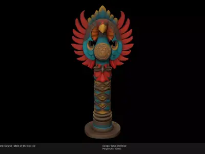 Low Poly Stylized Ancient Turanic Totem of the Sky Low-poly 3D model