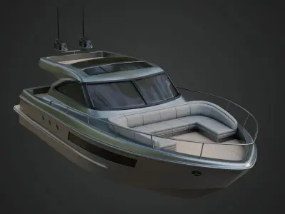 Stylish Cabin Cruiser Silver Metallic  3D model