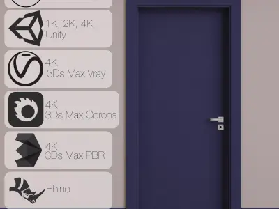 01 03 Blue Door Low-poly 3D model