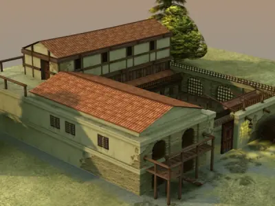 Roman Villa Low-poly 3D model