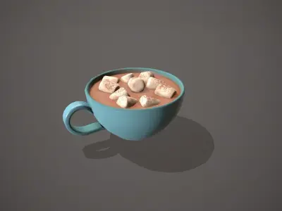 Hot Chocolate Light Blue Cup Low-poly 3D model