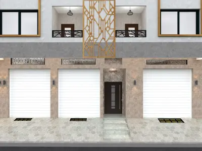 immeuble building with garages and balconies 3D model
