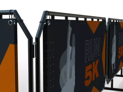 barrier four banner stands for race 3D model