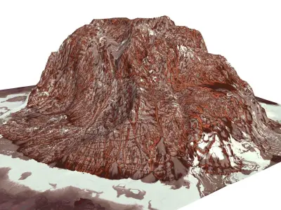 Red Snow ICE Mountain Canyon Desert Low Poly Terrain Rock 6 Low-poly 3D model