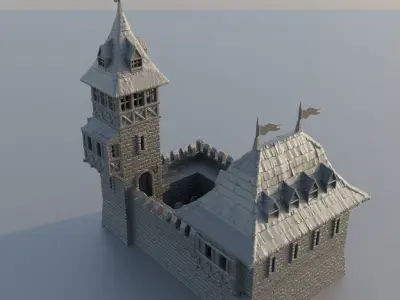 Medieval Guard House Tabletop Terrain 28 mm 3D print model