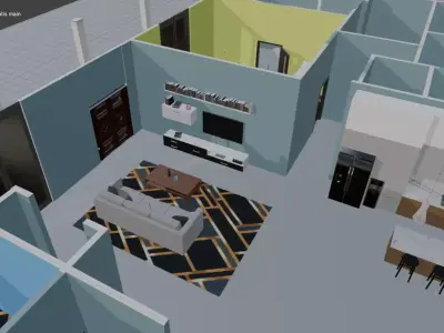 house whit open interior  3D model