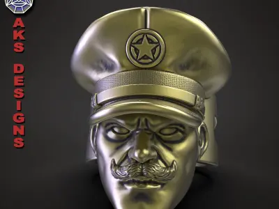 Ring biker mens jewelry Army captain v152 3D print model