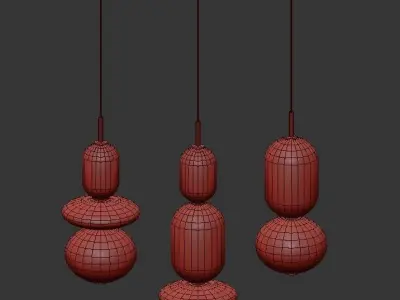 pebbles three glass pendant lights hanging 3D model