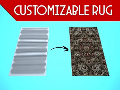 CUSTOMIZABLE RUG CARTOON STYLIZED Low-poly 3D model