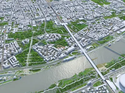 Warsaw Downtown Poland Low-poly 3D model