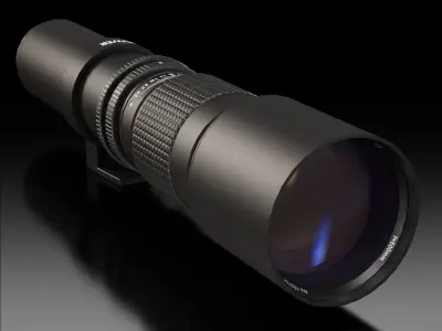 Bower 500mm f 8-0 Manual Focus Telephoto T-Mount Lens Low-poly 3D model