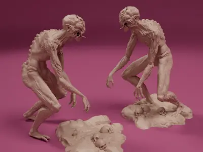 Spawn of the Abyss - The Emaciated Lurker - Creatures STL 3D print model