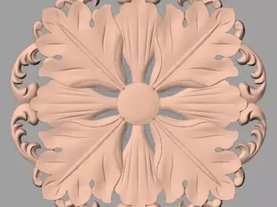 Furniture decoration round flower 3D STL model for CNC E942 3D model