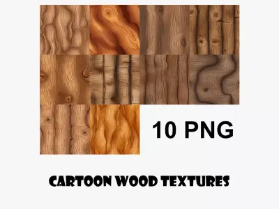 Cartoon Wood Textures Pack 18 - 10x PNG  Texture