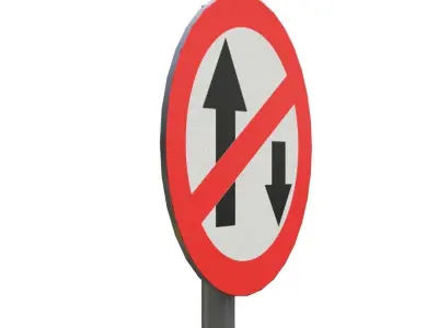One way signBoard Low-poly 3D model