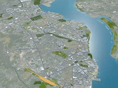 Zhanjiang Guangdong Province China 60km Low-poly 3D model