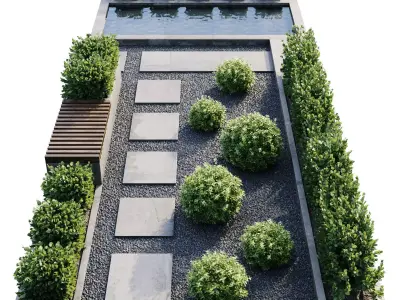 Backyard 1 plan of garden 3D model