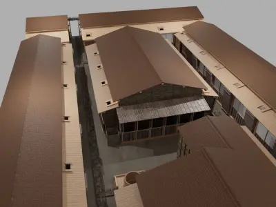 Row house in Edo city in 18C 3D model