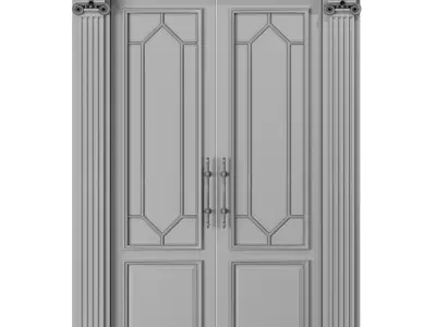 blk wood classcial door art 104 3D model