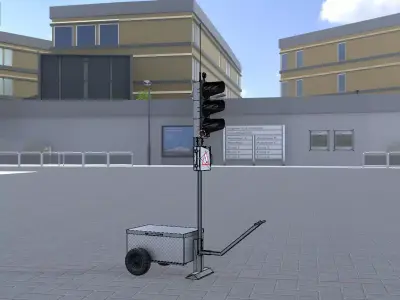 Mobile construction-site traffic-light Off Low-poly 3D model