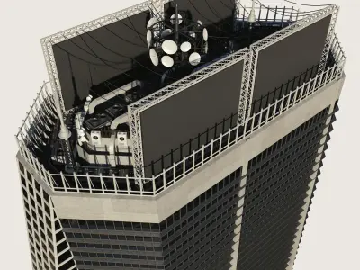 Building Skyscraper City Town Downtown Street Futuristic Utopia Low-poly 3D model