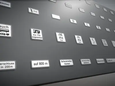 Additional traffic signs - 3 Low-poly 3D model